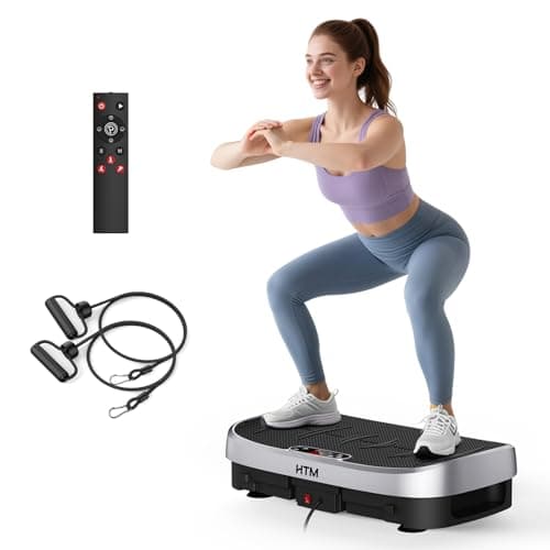 HTM Curved Vibration Plate Exercise Machine, Whole Body Shake Plate with 150W Motor & Resistance Band, 330lbs Weight Capacity, 120 Speeds, Low Noise Vibration Board for Weight Loss, Home Fitness - Image 1