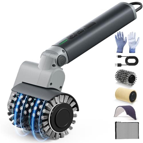 VOXPOA Electric Grill Brush for Outdoor Grill,3-in-1 Kit Cordless Rotary Grill Cleaner with 3-Speed Control&Angle Adjust,Safe for Cast Iron/Stainless-Steel Grates,Ideal BBQ Gifts for Men Dad - Image 1
