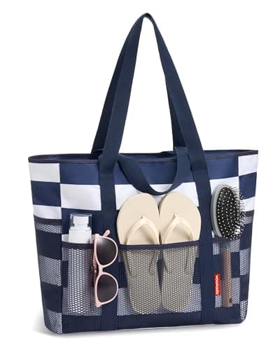 WOOMADA Large Mesh Beach Tote -Tote Bag for Towels & Vacation Essentials - Image 1