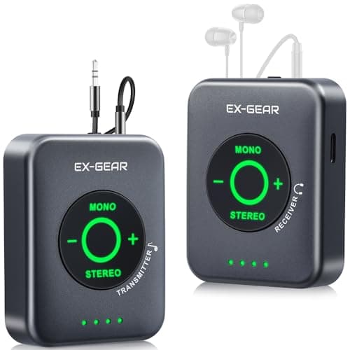 EX GEAR Wireless in Ear Monitor System 5.8GHz, Ultra-Low Latency Clear Stereo Monitoring, 48kHz/24-bit Audio, Rechargeable TX/RX, One-to-Many Auto-Pairing, 100ft Range, Space Gray - Image 1