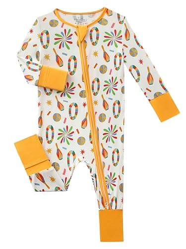 Joonberry Unisex Baby Bamboo Viscose Long Sleeve Romper, Cute Prints Zipper Footless Jumpsuit, Toddler One-Piece Outfits (Circus Props, 12-18M) - Image 1