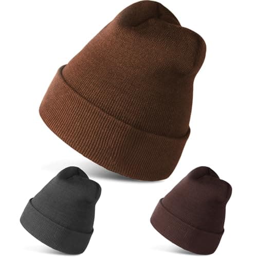 DEBAIY 3Pack Beanies Hats Knitted Caps for Men & Women & Teen (Coffee Brown/Brown/Dark Gray) - Image 1