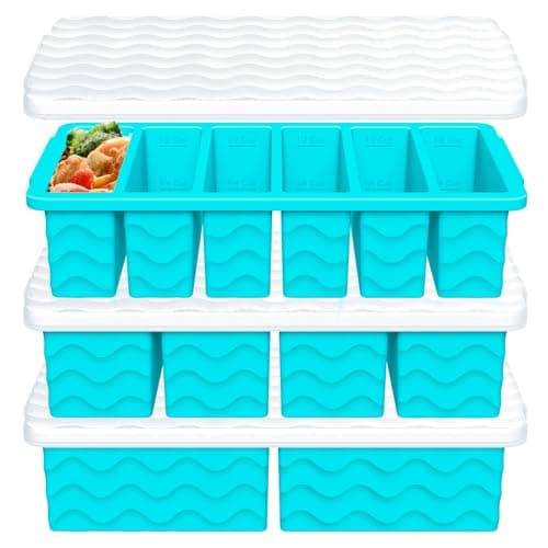 3-Pack Silicone Freezer Trays with Lid,2 Large 2-Cup(500ml)&4 Medium 1-Cup(250ml)&6 Small 1/2-Cup(125ml) Soup Freezer Container Molds,Ice Cube Tray For Meal Prep&Freezing Soup,Stews,Sauces - Image 1
