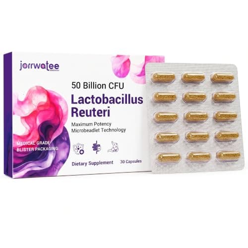 Lactobacillus Reuteri 50 Billion CFU Per Capsule, High Potency Microencapsulated Probiotics for Gut Health & Homemade Yogurt Preparation, Probiotics for Women & Men, 30 Blister-Sealed Capsules - Image 1