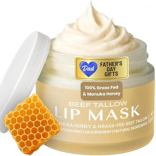 Body Restore Beef Tallow Lip Mask – Fathers Day Gift for Dad from Daughter Son Wife, Hydrating Overnight Lip Treatment with Manuka Honey, Self Care Gifts for Men, Vanilla - Image 1