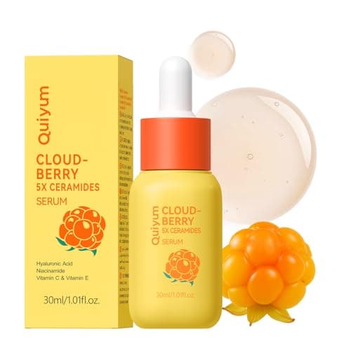 QUIYUM Cloudberry 5X Ceramides Face Serum, Brightening & Hydrating Glow Serum with Vitamin C, Niacinamide & Hyaluronic Acid for All Skin Types, Barrier Support & Radiant Skin, 1.01 fl oz
