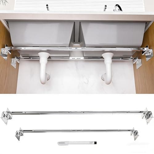 Fuairmee Sink Support | Undermount Kitchen Sink Brackets | 20.1-55.1 inches(51-140CM) Heavy Duty Adjustable Stainless Steel Pole - Undermount Sinks Kit for Kitchen, Bathroom, 2 Packs - Image 1