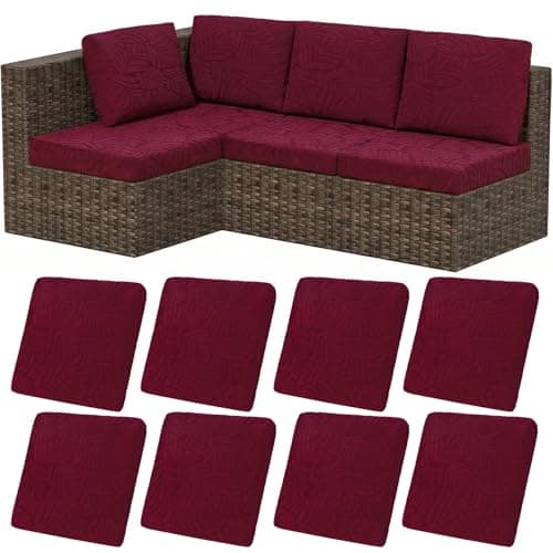 HEBE Stretch Patio Cushion Covers Set 8pcs,Waterproof Outdoor Couch Covers Replacement,Washable Reusable Seat Cushion Slipcovers for Patio Furniture Protector,Chair Cushion Cover - Image 1