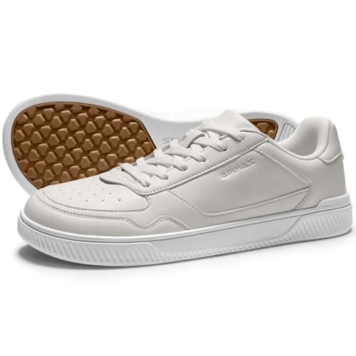 AIRHAS Men's Barefoot Shoes | Wide Toe Box Minimalist Sneakers | Vegan Leather Zero Drop Casual Walking Shoes(White 14.0W) - Image 1
