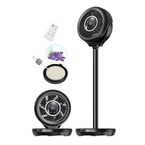 Standing Fan for Bedroom, Omnidirectional 180° Oscillating Quiet Pedestal Floor Fans, 25dB Ultra Quiet DC Cooling Fan Blows Cold Air with Remote, 15 Speed, 3 Modes, 12H Timer, 15-38" Height Adjustable - Image 1