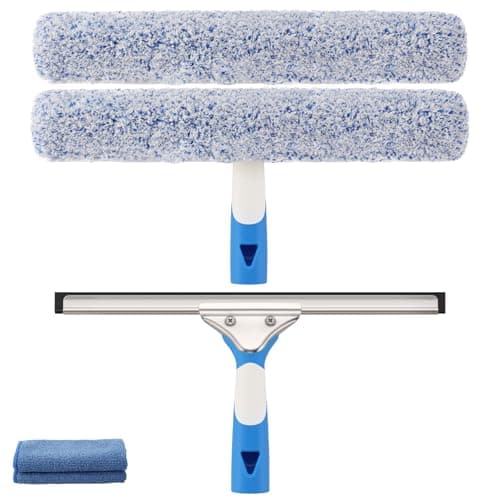 Mitclear Professional Window Cleaning Kit 14IN, Windows Cleaner Tool with Silicone Squeegee, Microfiber Scrubber & Cloth, Window Washing Equipment or Home Shower Glass Doors Car Windshield - Image 1