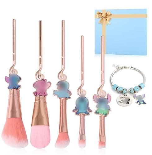 Anime Theme Cosmetic Brush Set (6PCS) with Bracelet – Perfect for Young Females - Image 1