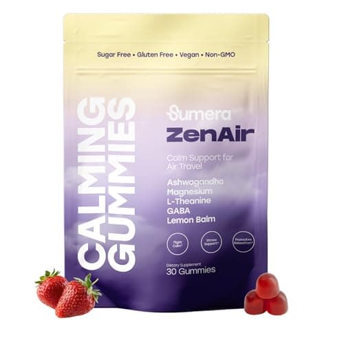 Calming Gummies for Travel | Jet Lag Relief & Remedy Gummies | Airplane Travel Essentials | Long Flight Must Haves | GABA, L-Theanine, Ashwagandha, Lemon Balm & Magnesium | Sugar Free, 30 Count - Image 1