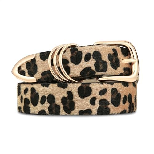 RISANTRY Women's Leopard Print Belt with Gold Buckle Chic Animal Print Waist Belt for Dress & Casual Wear - Image 1