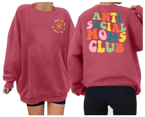 UNIQUEONE Overstimulated Moms Club Sweatshirt for Women Crewneck Mama Sweatshirt Mom shirts Oversized Pullover Tops - Image 1