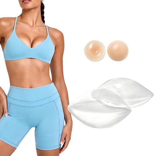 Veigot Adhesive Silicone Bra Inserts - Removable Push Up Pads for Enhanced Lift & Shape | Reusable Chicken Cutlets for Bras, Bikinis, Swimwear | 1 Pair Clear - Image 1