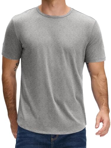 JEMLDL Mens T Shirts Short Sleeve Classic Basic T-Shirts Gym Workout Athletic Crew Neck Shirt Gray Big and Tall 4XL - Image 1