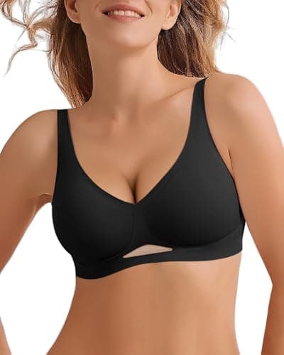 LIIJOO Seamless Bra for Women Wireless Bralette Push Up Comfort Everyday Bra No Underwire Supportive Bralette Top(Black,XL Size) - Image 1