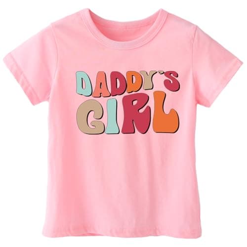 Father's Day Shirt for Toddler Father's Day Daddy's Girl Kids Baby Girls Short Sleeve T-Shirt Top(Pink Daddy's Girl,7-8T) - Image 1