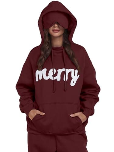 SeSe Code Hoodie with Eye Mask Travel Airplane Unisex Oversized Sweatshirt Sleep Pullover with Pocket Fleece Couples Hoodies Maroon L - Image 1