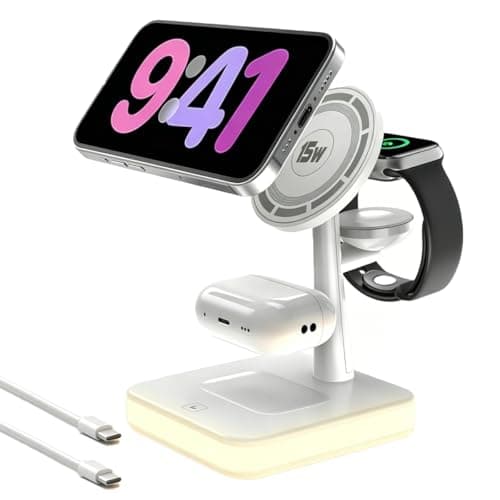 4 in 1 Wireless Charger Station with LED Light,Charging Station for iPhone 17/16/15/14/13/12 pro/pro max/Plus,Watch Series 10/9/8/7/Ultra 2/SE 2,Wireless Earbuds 4/3/2 - Image 1