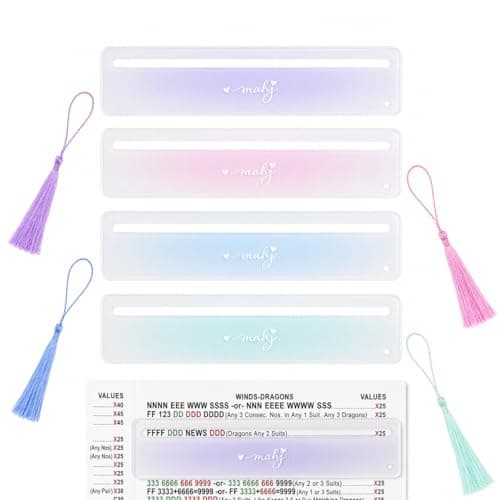 YKDIDKY 4 Pcs Mahjong Line Finders Marker, Frosted Acrylic Mahjong Card Reader Ruler Compatible with Mahj Cards, Accessories, Gift for Beginners