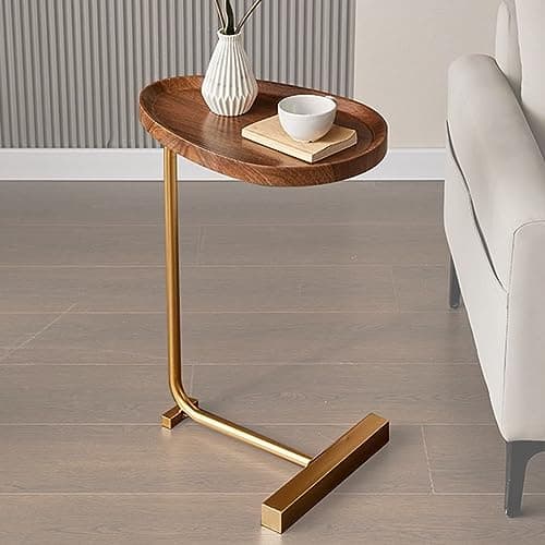 TRUNYAQI C Shaped Side Table, Small C Table End Table for Sofa and Bedside, Couch Side Tables That Slide Under, Wood C Shaped End Table for Bedroom Living Room, 18”L X 12”W - Image 1