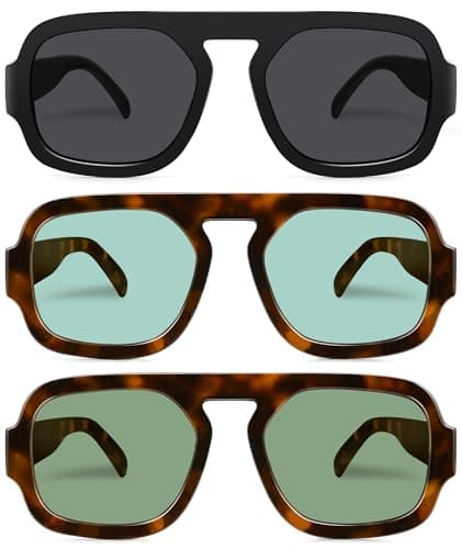YMRFW Retro Square Aviator Sunglasses for Women Men 70s Vintage style Shades Trendy Flat Top UV Protection Sun Glasses - Image 1