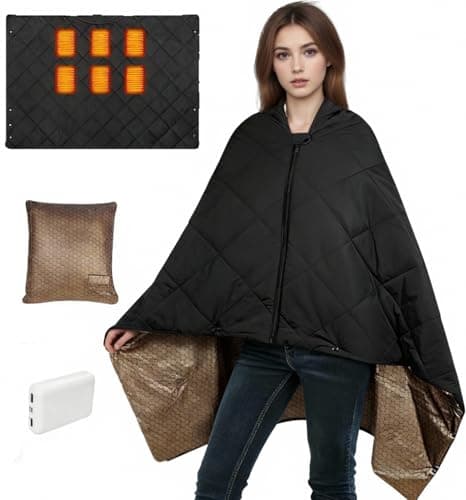 Cordless Heated Blanket, Outdoor Battery Operated Heating Blanket with 10000mAh Battery & 6-Zone Fast Heating Wearable Blanket Throw for Indoor Outdoor, Camping, Travel, Game, Machine Washable - Image 1