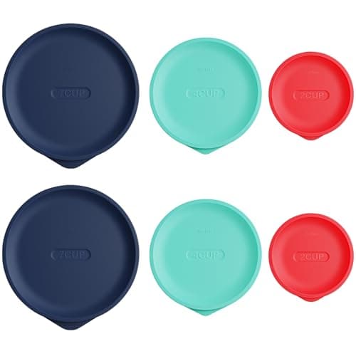 Replacement Lids for Pyrex 7200-PC 2 Cup and 7201-PC 4 Cup and 7402-PC 6/7 Cup, Silicone Round Storage Cover Lid for Anchor Hocking Glass Bowl 6 Pack Multiple Colors - Image 1