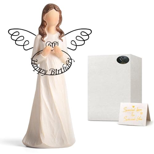 Vofstand 60th Birthday Gifts for Women - Happy Birthday 60th Angel Figurine for Mom Wife Sisters Friends Unique 60th Birthday Gifts for Women Party Decorations - Image 1