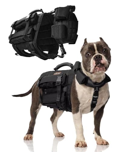 LISPOO Tactical Weighted Dog Vest for Exercise with Adjustable Weighted Collar, Pocketed Design, Dog Weight Vest Suitable for Walking, Strength Training, Muscle Building with Medium & Large Dogs (L) - Image 1
