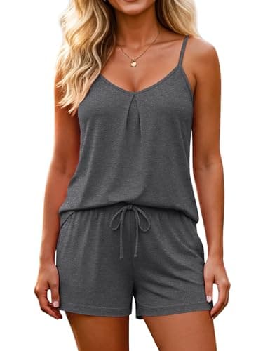 Marvmys Summer Shorts Pajama Set for Woman Soft 2 Pieces Lightweight Pjs Outfits Casual Loungewear Dark Grey L - Image 1