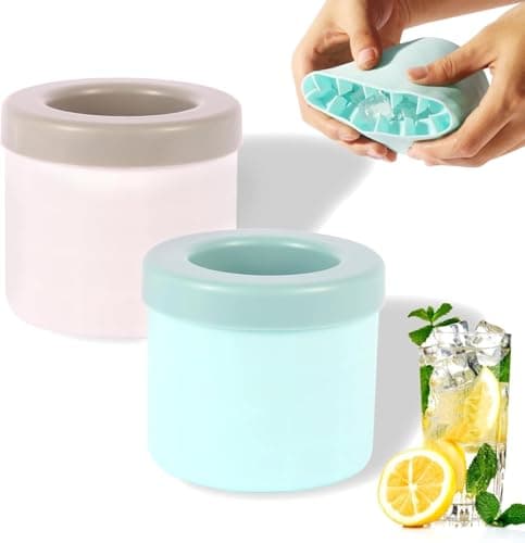 Ice Cube Tray, Small Ice Trays for Freezer, Easy Release Silicone Ice Cube Molds, Squeeze Cylinder Mini Ice Maker Cup for Cocktail Whiskey, 2 Pack (Blue & Gray) - Image 1