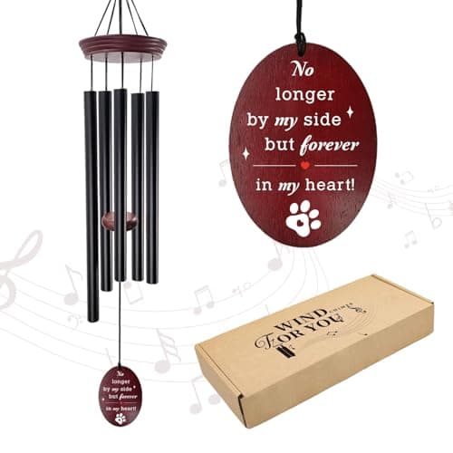 Howarmer Pet Memorial Wind Chime, Dog Memorial Wind Chimes for Loss of Dog, Tuned Aluminum Tubes in G Scale, Wooden Top, Sympathy Pet Loss Gifts for Garden Patio – Forever in My Heart - Image 1