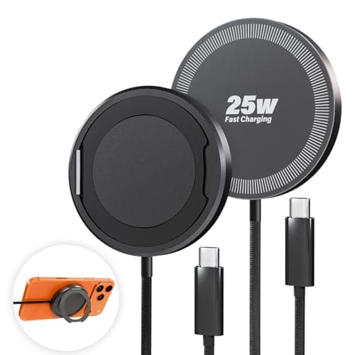 2Pack Magnetic Wireless Charger Fast Phone Charger with Kickstand, 6FT 25W Fast Phone Charging Pad Wireless Magnetic Charge for iPhone 17/17Air/16 Pro Max/16 Plus/15 Pro Max Black - Image 1