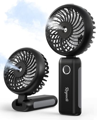 Handheld Misting Fan Portable, Small Personal Rechargeable Cooling Mister Fan Water Spray Mist, 3-Speed, 5-15 Hrs Runtime, 4000mAh Battery Operated for Travel Indoor Outdoor Hand Desk (Black) - Image 1