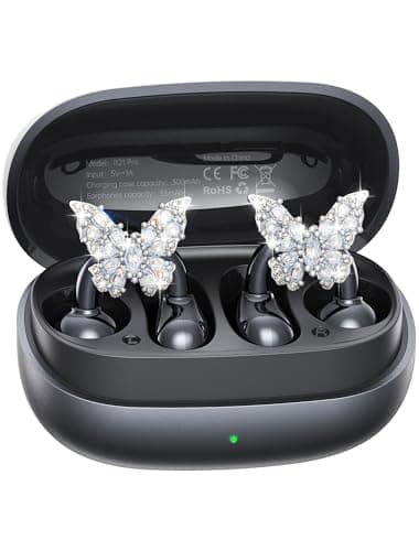 Kinglucky Gen2 Clip-On Earbuds with Butterfly Earrings, Black - Image 1