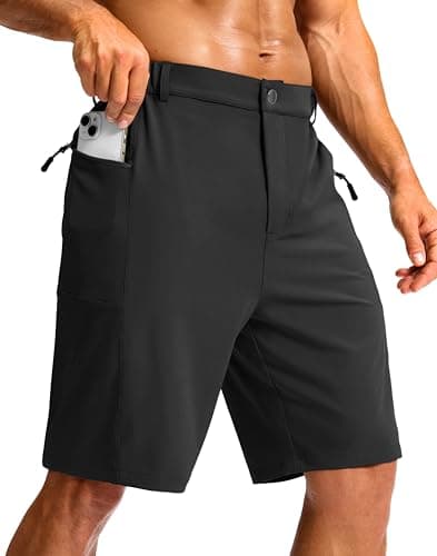 G Gradual Men's Casual Shorts 9" Lightweight Hiking Golf Zipper Pockets Stretch Quick-Dry Breathable Shorts for Travel Work Summer Black - Image 1
