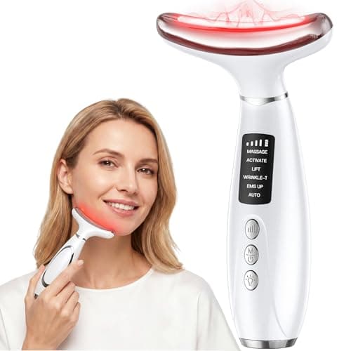 Red Light Therapy for Face & Neck, Face Massager Tool for Anti-Aging, Skin Facial Sculptor, 7-Color LED Phototherapy Device with Lifting, Heat & Vibration, Firming, Rechargeable Beauty Tool - Image 1