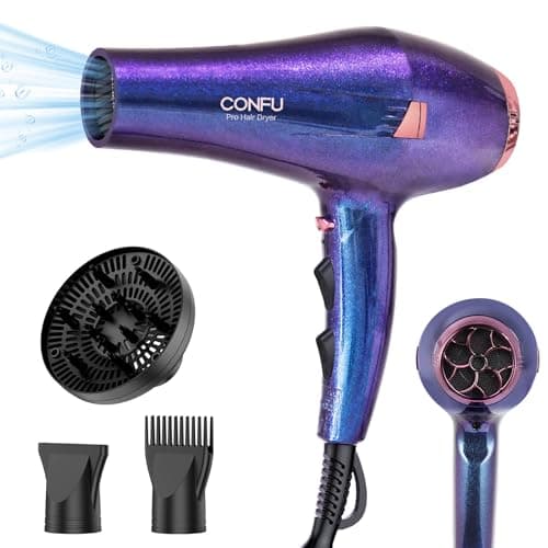 CONFU Hair Dryer Pro, Professional Ionic Salon Blow Dryer with Diffuser for Women and Men, 5X Fast Drying, Powerful and Quiet Hair Blow Dryer for Fast & Easy Styling (1875 Watts) - Image 1