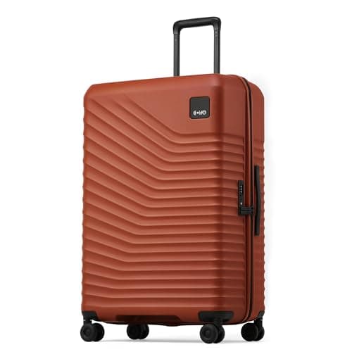 Coolife Hardside Luggage Upgrade Durable PC Lightweight Travel Suitcases with Dual Spinner Wheels & TSA Lock (Brown, Checked-Large 28-Inch) - Image 1