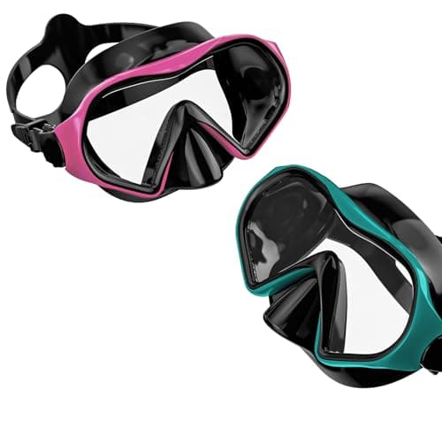 Aegend Snorkel Mask 2Pack for Adults Youth– Anti-Leaking Swim Goggles 180° Panoramic Clear View Anti-Fog Scuba Diving Mask with 1S Underwater Adjustment, Soft Liquid Silicone & No Hair Pulling