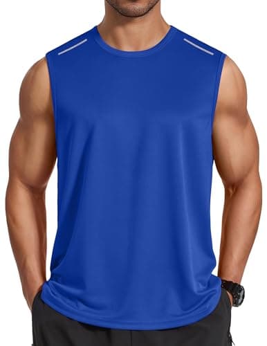 COOFANDY Men Gym Sleeveless Shirts Workout Tank Tops for Men Muscle Shirt Breathable Casual Beach Tanks Blue Medium - Image 1