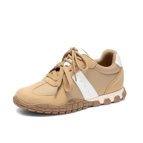 DREAM PAIRS Women's Comfortable Coushioned Walking Tennis Shoes, Non Slip Casual Workout Fashion Office Sneakers,Size 7,Camel,SDFN26045W - Image 1