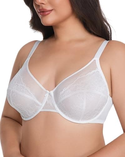 Vukoiswe Minimizer Bras for Women Full Coverage Unlined Underwire Bra Plus Size Bra for Heavy Breast White - Image 1