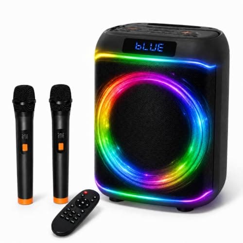 QAU Bluetooth Speaker, 80W Peak Power Wireless Party Speakers with Deep Bass, Portable Loud Stereo Sound Large Subwoofer with Led Light Show for Party Outdoor Camping(Black) - Image 1