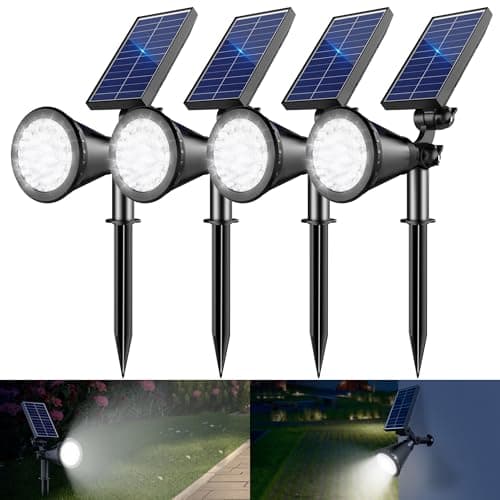 APOMAO Solar Spot Lights Outdoor, 36 LEDs 1000LM Adjustable Solar Lights Outdoor Waterproof, 2-in-1 Solar Powered Spotlights Landscape Lighting for Garden, Yard, Pathway- 4 Pack (Cool White) - Image 1