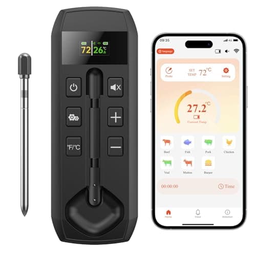 Wireless Meat Thermometer with Bluetooth Probe – 500FT Remote Range, Smart App for iOS & Android, Preprogrammed Meat Settings, Fast Charge, IP67 Waterproof Food Thermometer for BBQ,Oven,Grill,Smoker - Image 1