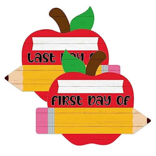 WaaHome First and Last Day of School Chalkboard Sign - My 1st Day of Preschool Kindergarten Sign Back to School Signs Photo Prop Supplies for Kids Girls Boys, Double Sided